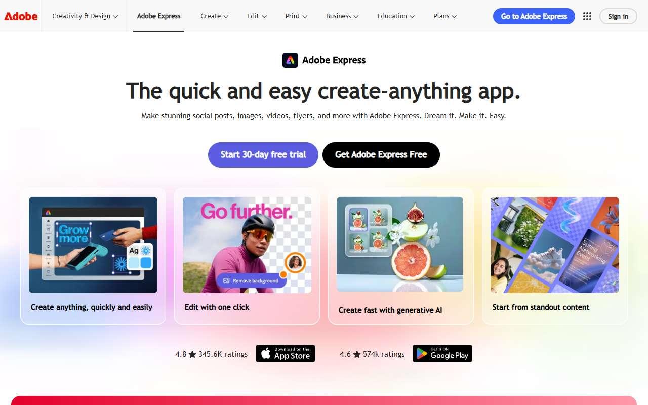 Adobe Express website
