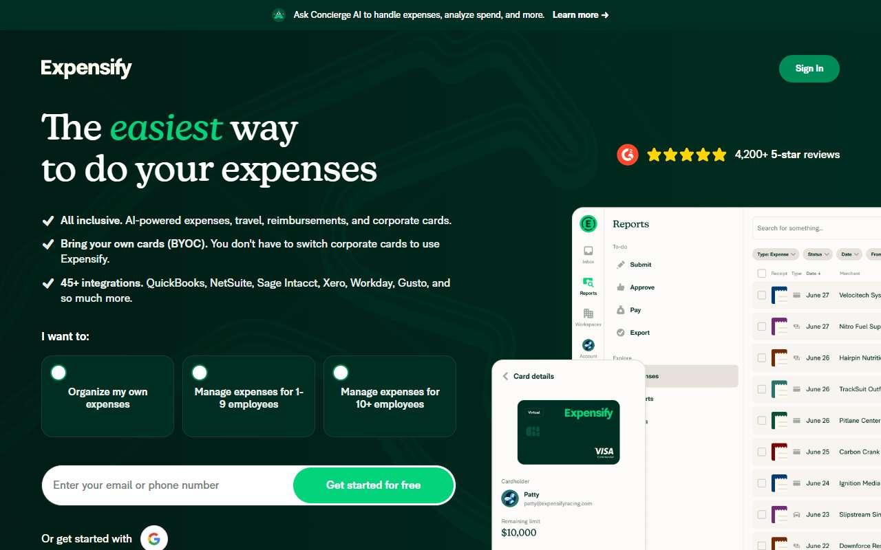 Expensify website