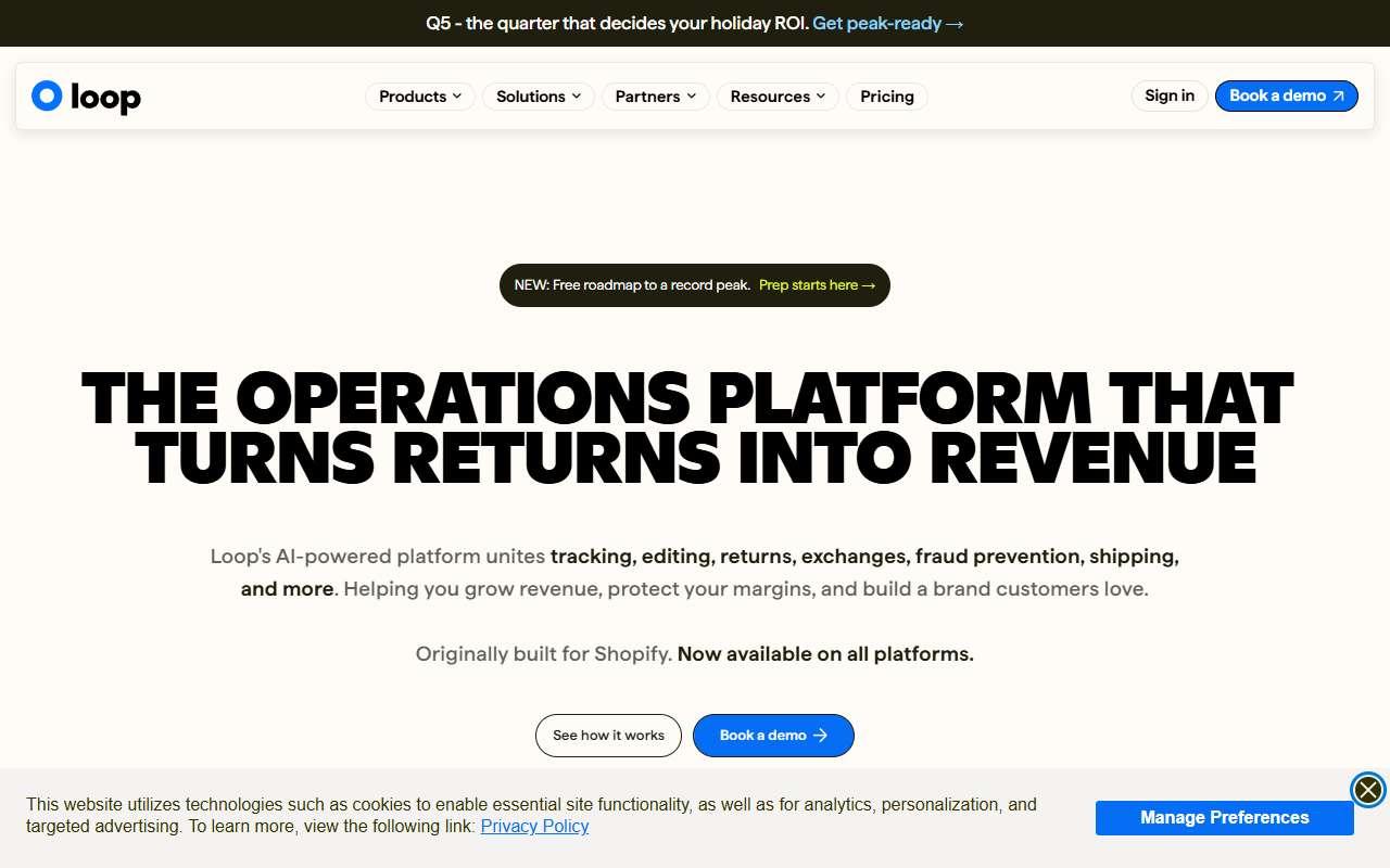 Loop Returns website