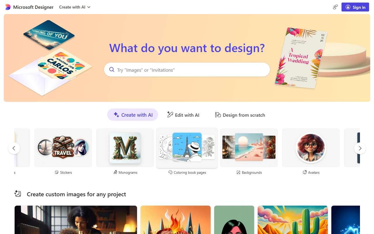 Microsoft Designer website