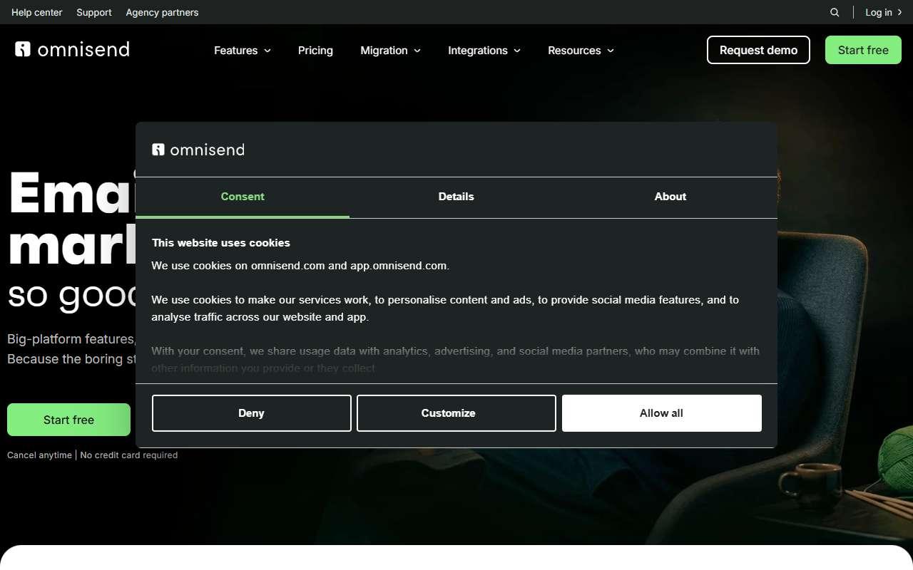 Omnisend website