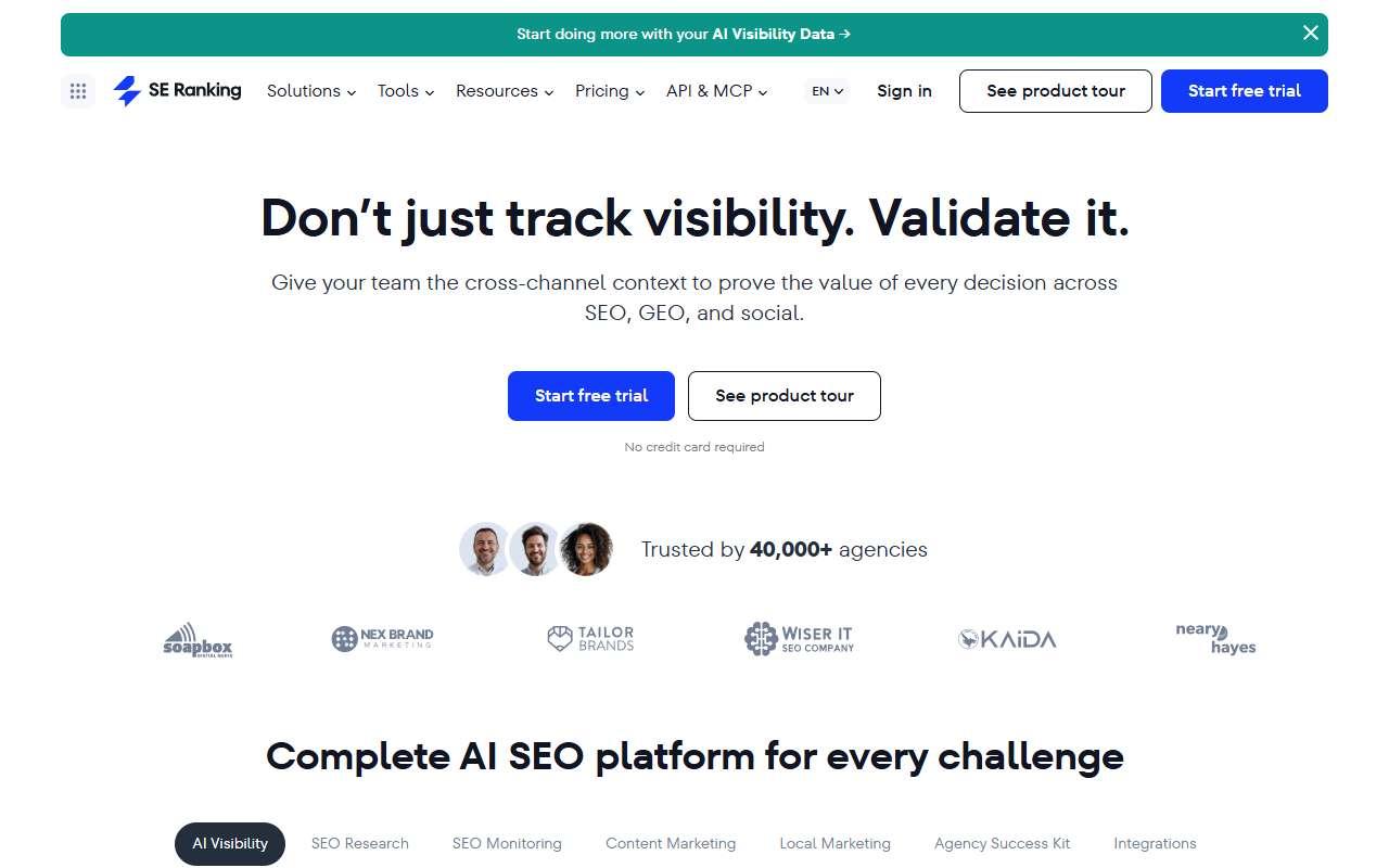 SE Ranking website