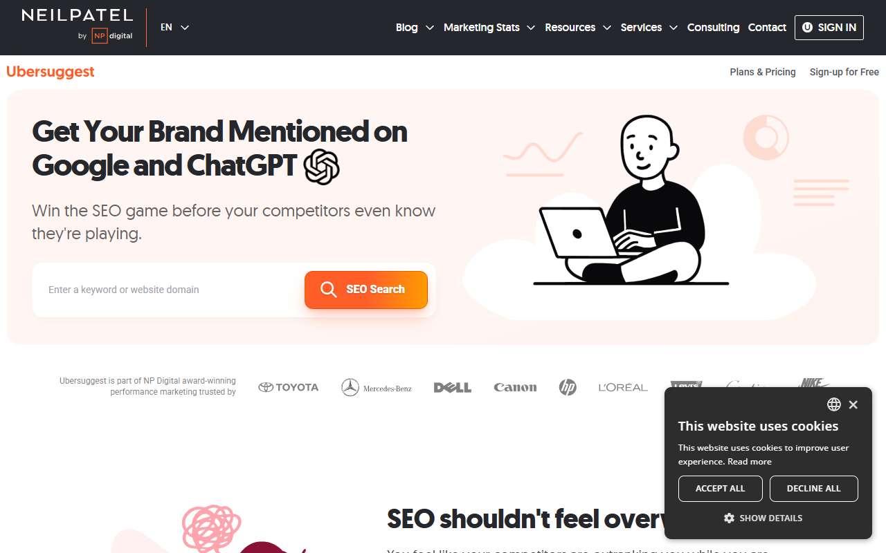 Ubersuggest website