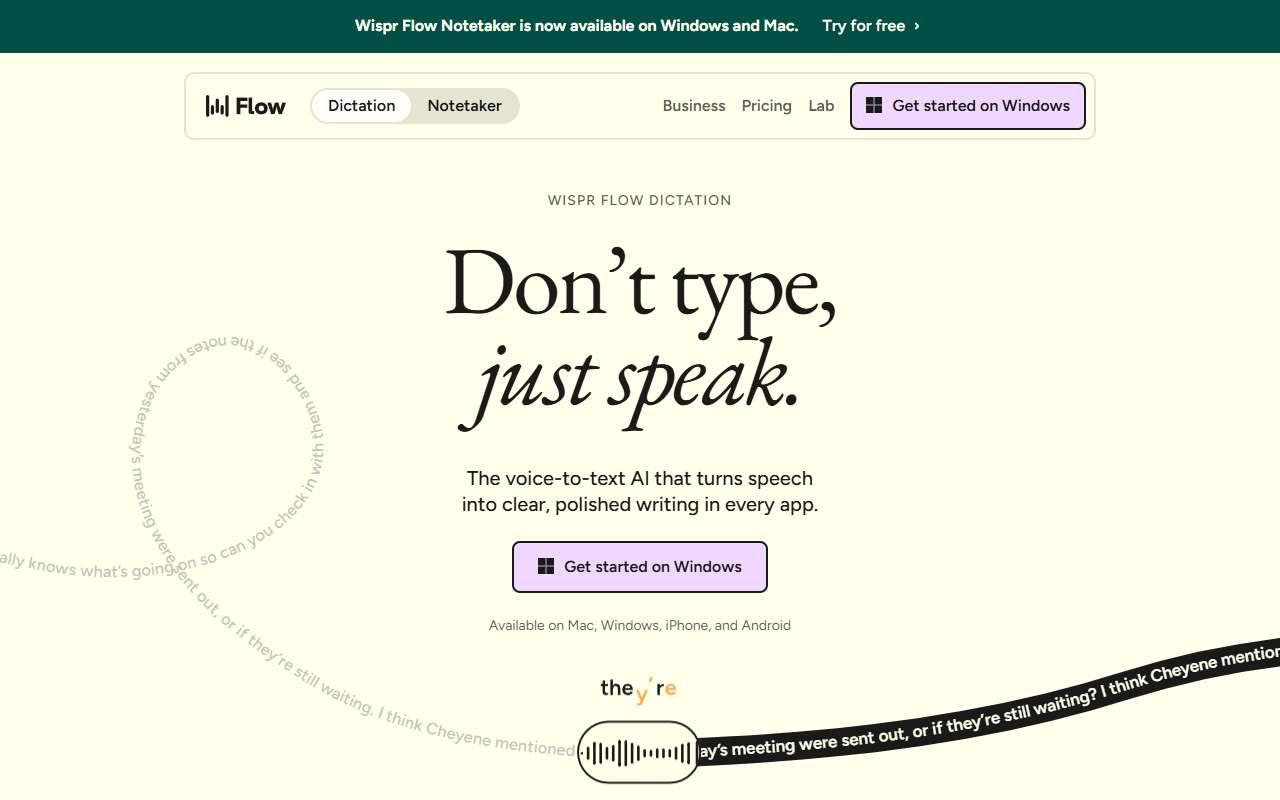Wispr Flow website