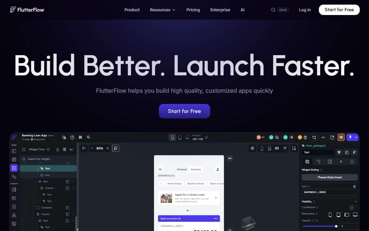 FlutterFlow website