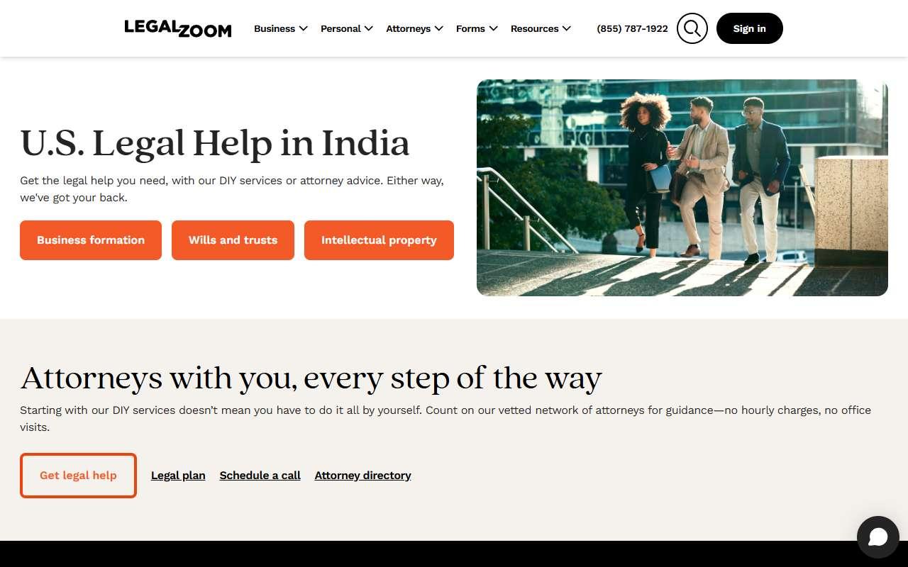 LegalZoom website