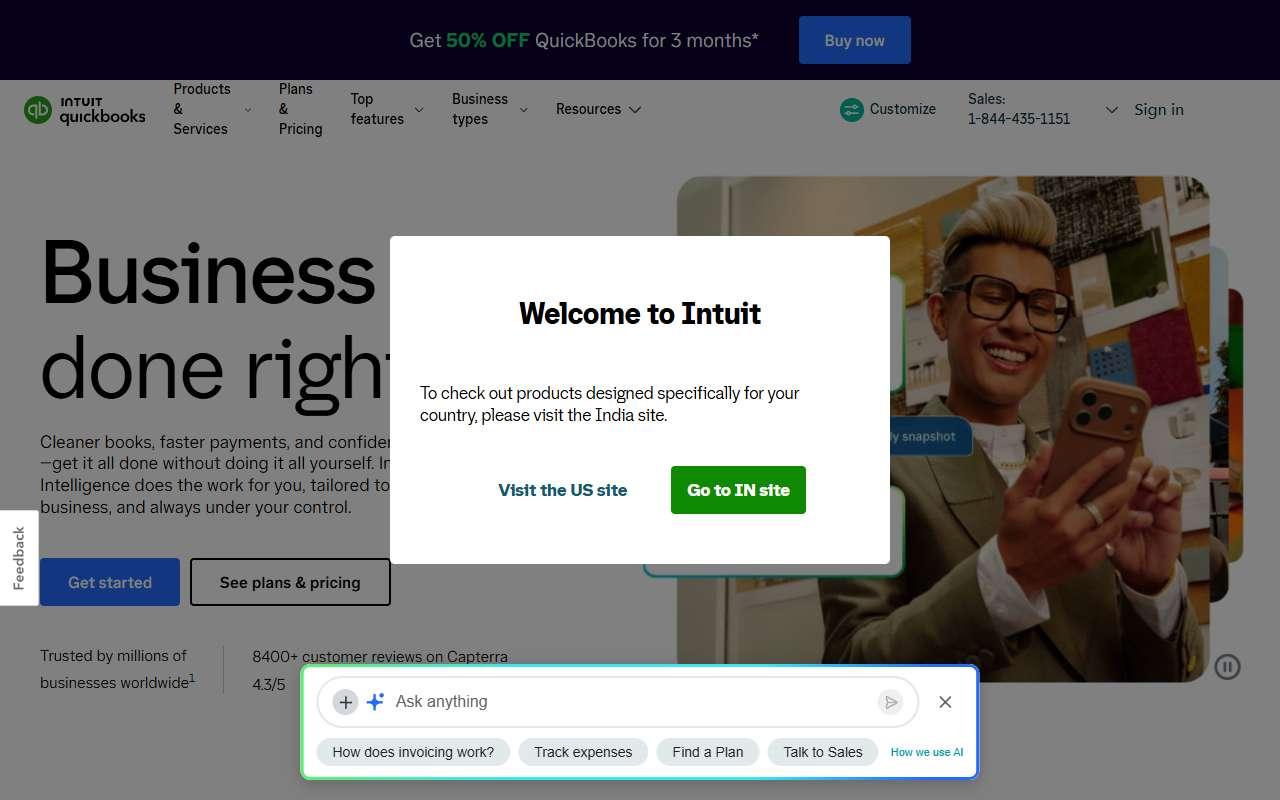 QuickBooks Online website