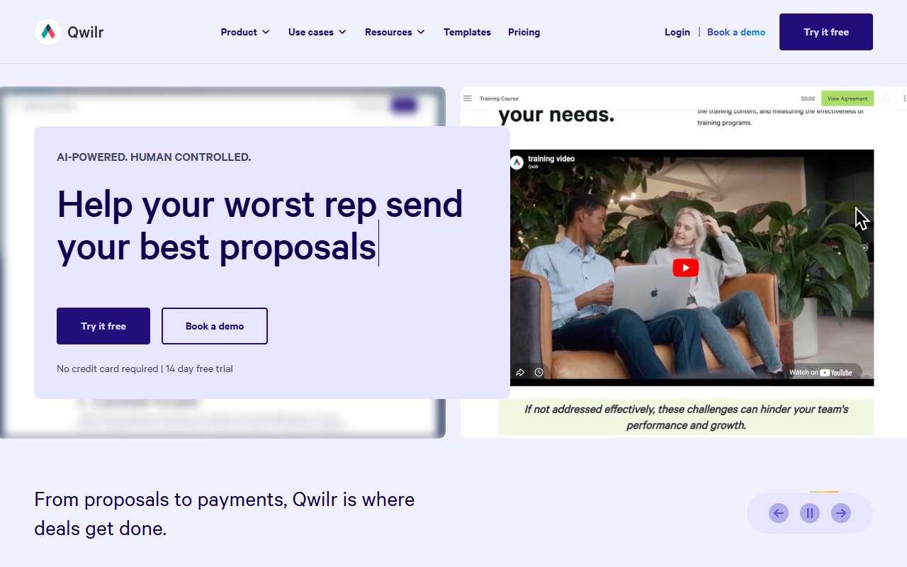 Qwilr website