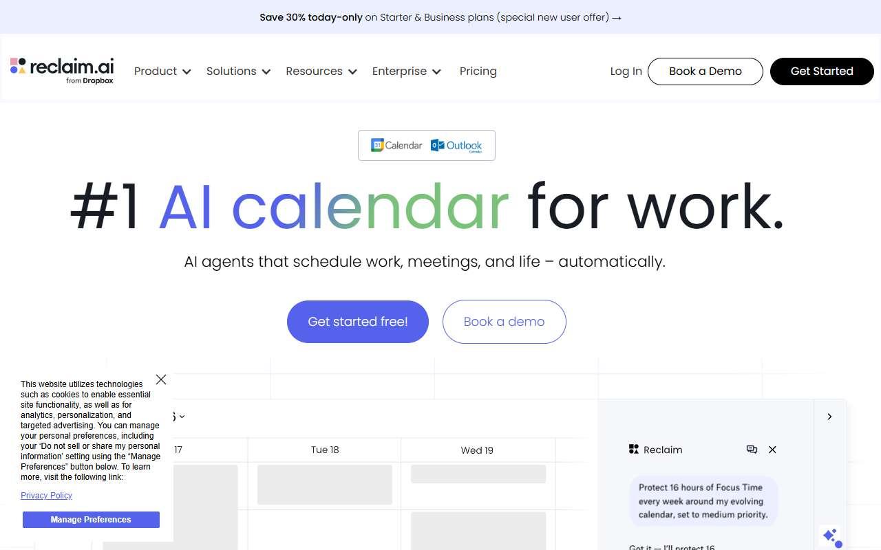 Reclaim.ai website