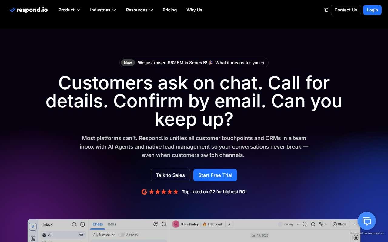 respond.io website