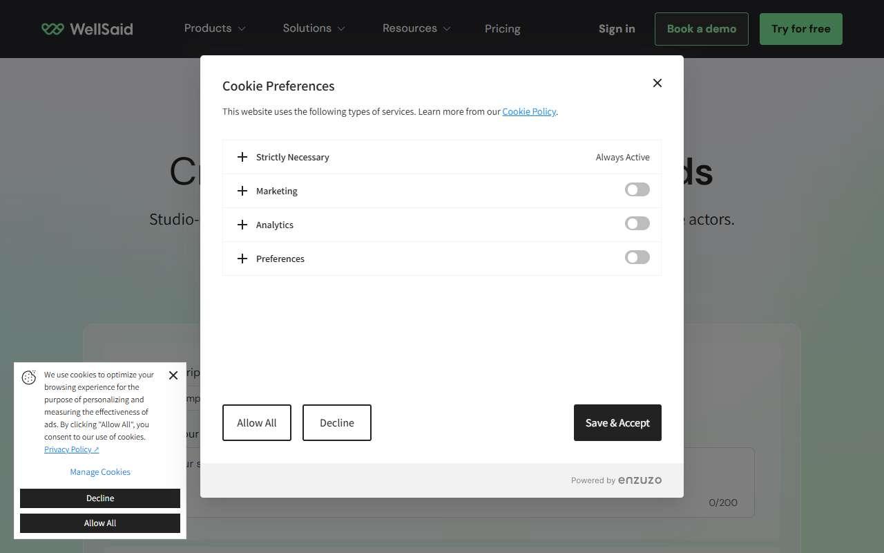 WellSaid website